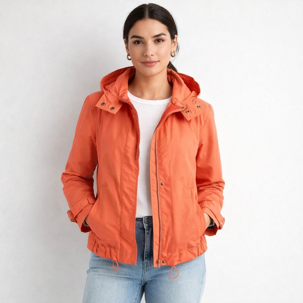Banana Republic Lightweight Utility Jacket Orange Hooded Short Casual Outdoor S
